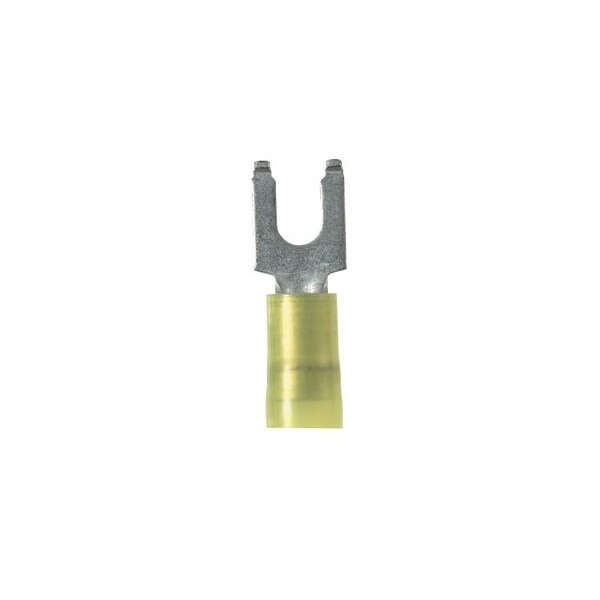 Fork Terminal, #10 Stud Size, 10 AWG, 600 V, Nylon Insulated, Yellow, 50 PK